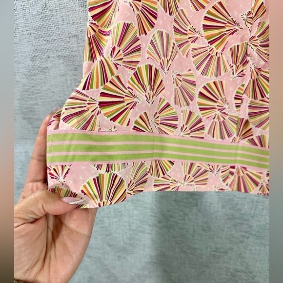 Anne Carson 100% silk pink fan printed mini skirt size 4 - Picture 8 of 8